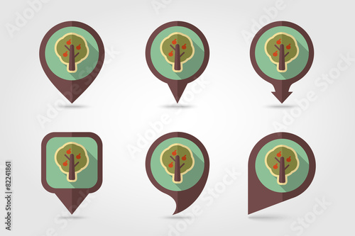 Free Download Fruit tree flat mapping pin icon with long shadow - GFXLoad
