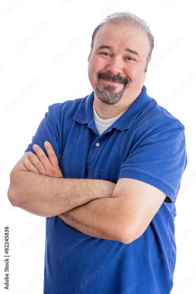 Smiling Bearded Adult Guy with Arms Crossed Smiling Bearded Adult Guy with Arms Crossed