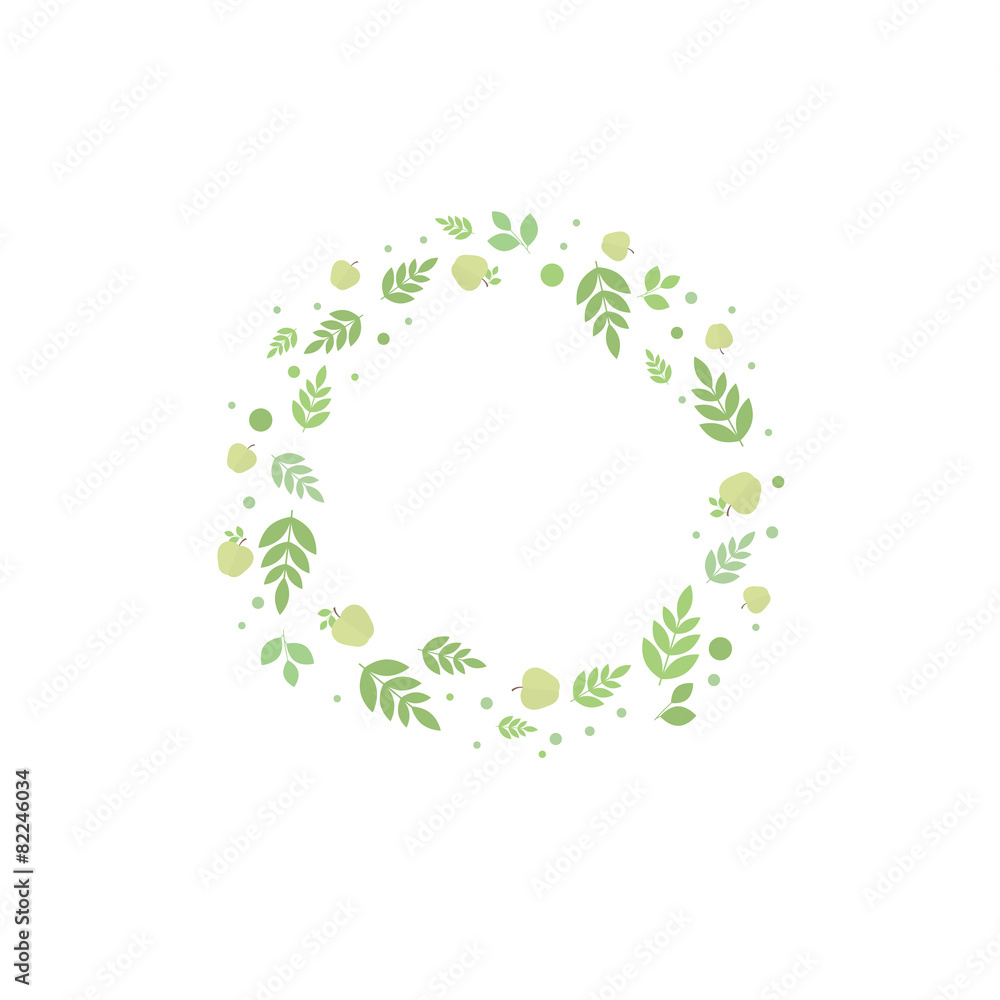 Frame with leaves and apples. Vector template for design Frame with leaves and apples. Vector template for design
