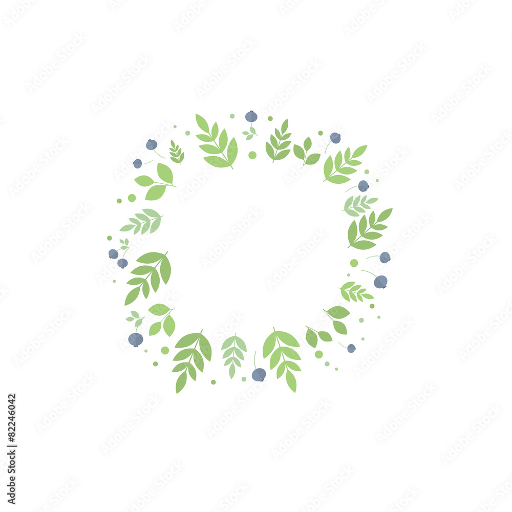 Frame with leaves and berries. Vector template for design Frame with leaves and berries. Vector template for design
