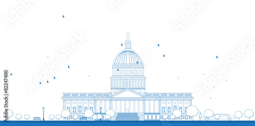 Outline Washington DC Capitol landscape, USA