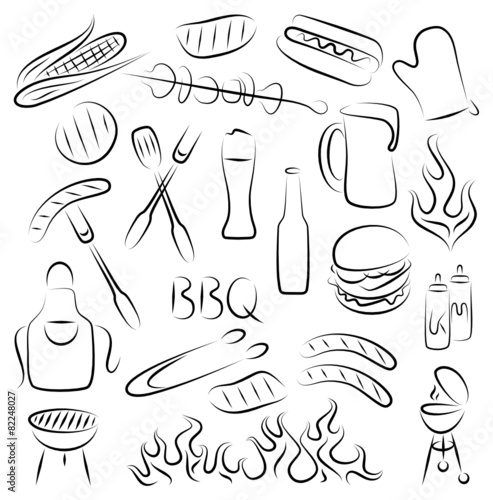 Set of Abstract BBQ Items