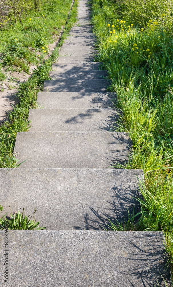 Obraz premium Concrete stairs down on a sunny day