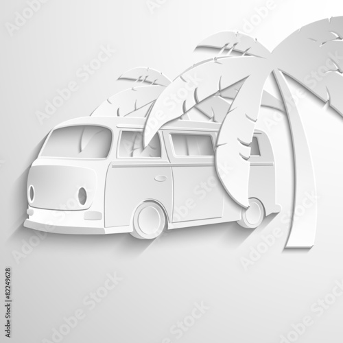 Tropical Camper Van, vector background