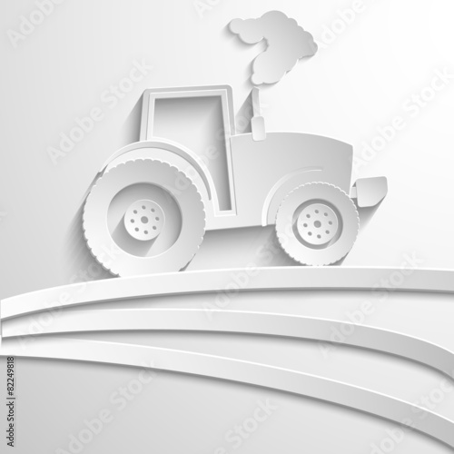 farm tractor cut paper design background