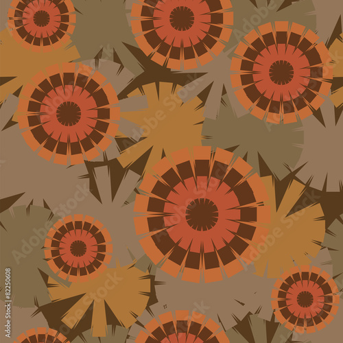 Fashionable seamless pattern of psychedelic sunflowers