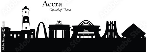 Vector illustration of cityscape of Accra, Ghana photo