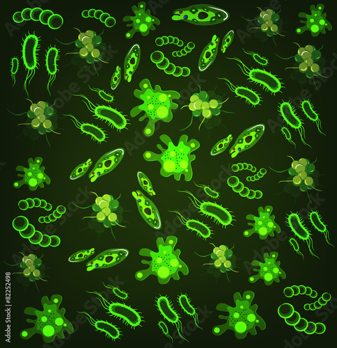 Bacteria, virus and microorganism. Vector illustration