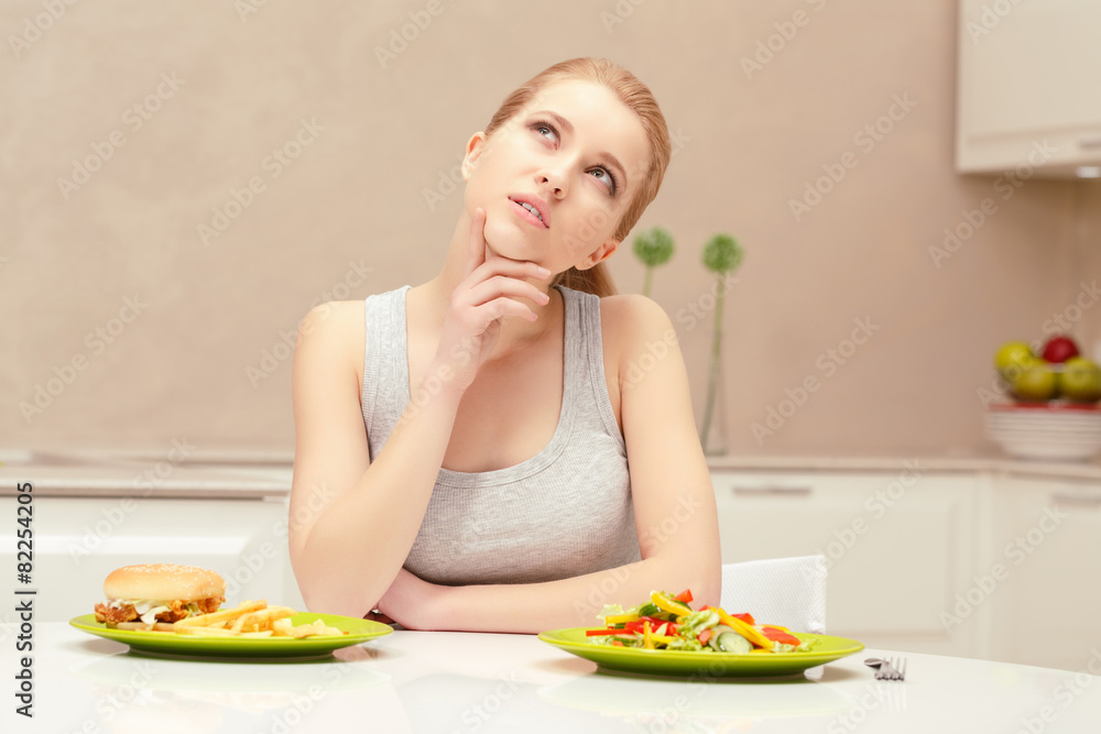 Young woman choosing lunch