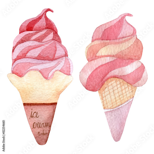 Ice cream watercolor illustration