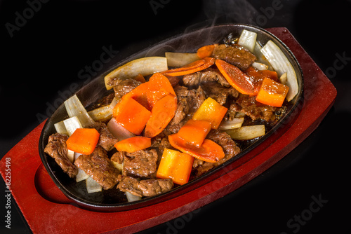 Meat with carrots and onions