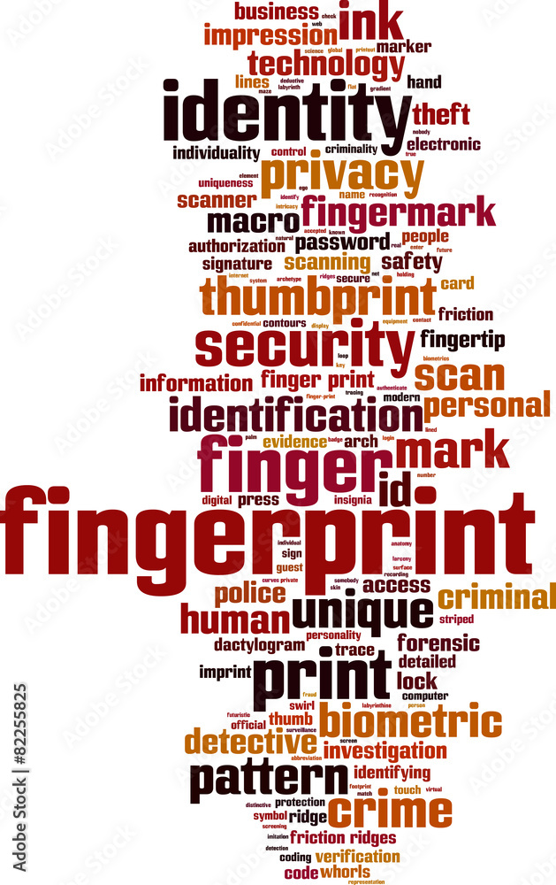 Obraz premium Fingerprint word cloud concept. Vector illustration