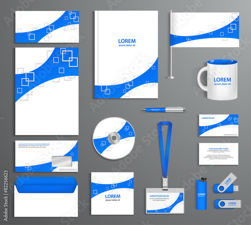 Blue corporate id template, company style, abstract of design el