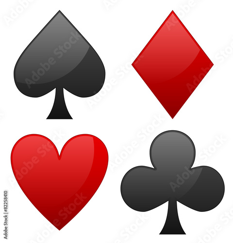 Card suit symbols. Spade, heart, diamond and club symbols.