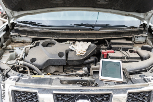 Tablet in the engine compartment