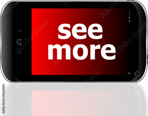 smartphone with word see more on display, business vector
