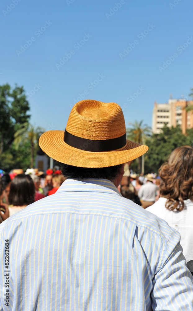 Hombre con sombrero de paja, Romería del Rocío, España
