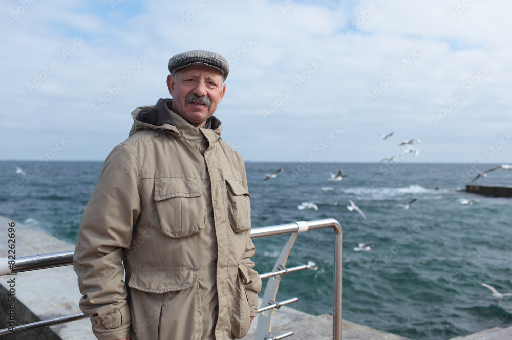 Senior man against the sea