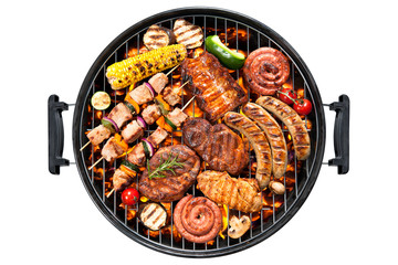 Stickers Grill / Barbecue Vlees grillen boven open vuur  © Alexander Raths
