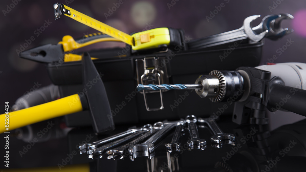 Naklejka premium Construction tools, house renovation concept