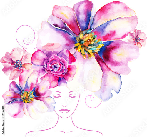 girl with flowers and pattern in your hair