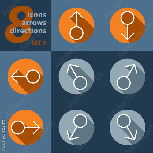 set of eight icons with arrows in all directions