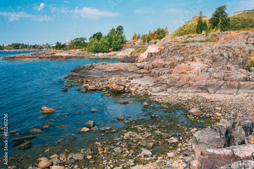 Rocky Seashore Landscape Near Helsinki  Nature Of Finland