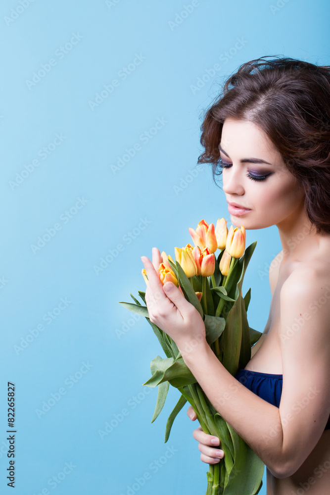 Woman with tulips.
