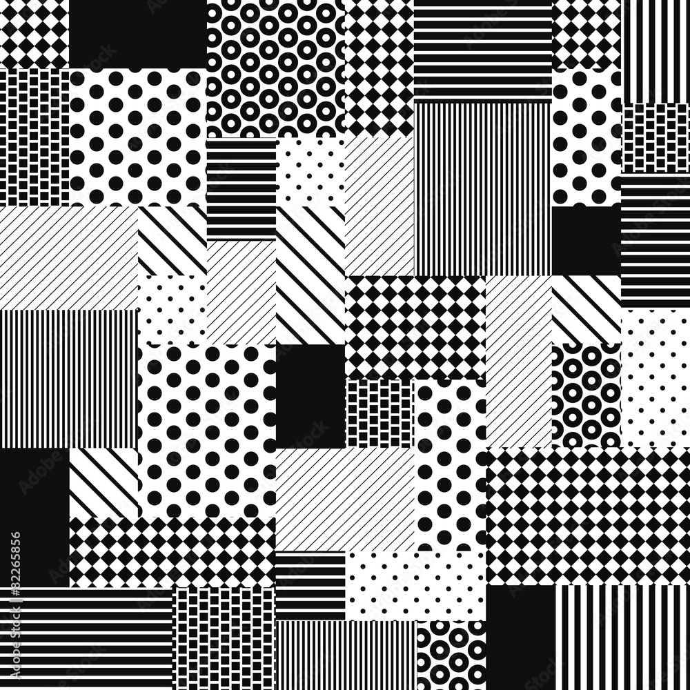 Abstract Black and White Patchwork Abstract Black and White Patchwork