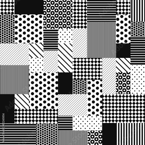 Abstract Black and White Patchwork