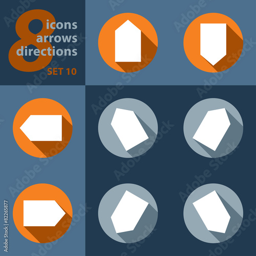 set of eight icons with arrows in all directions
