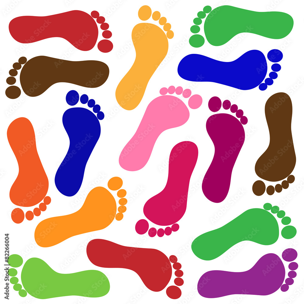 Colored footprints Stock Vector | Adobe Stock