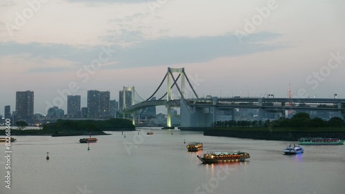 Tokyo bayside scape in sunsettime photo