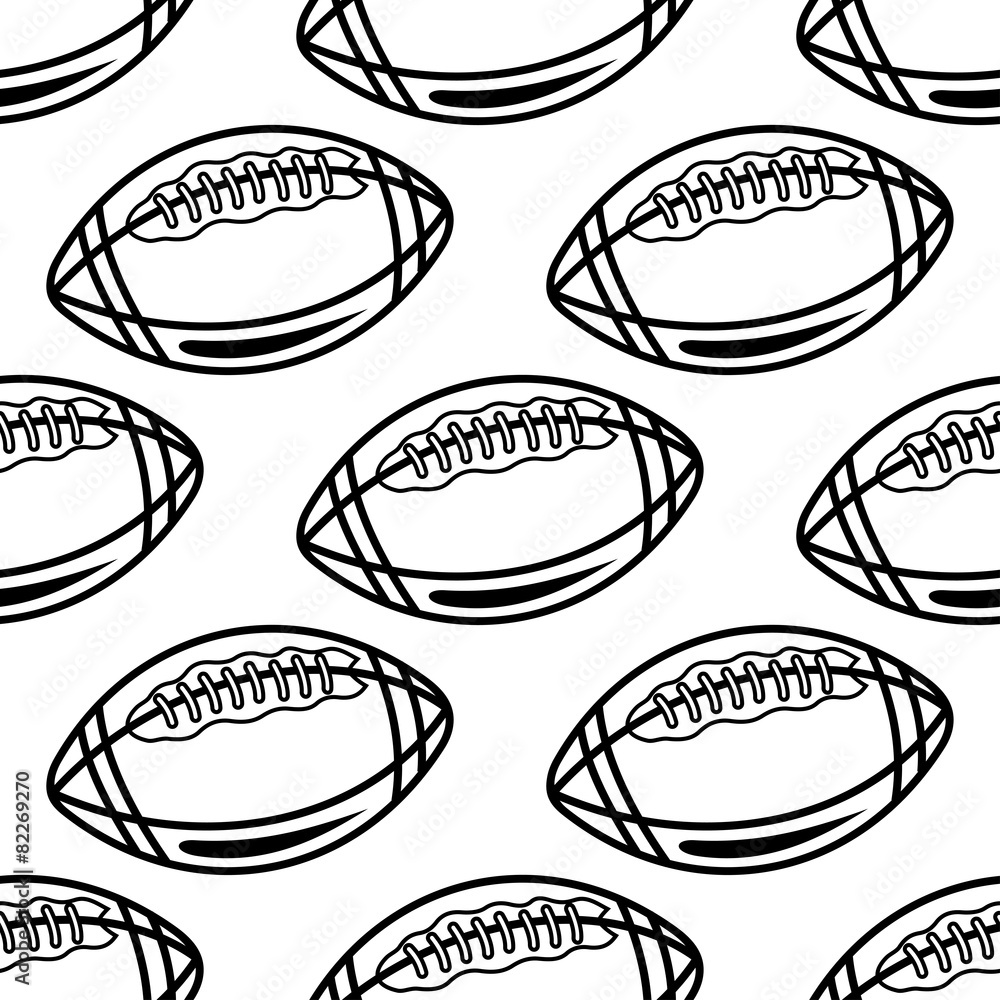 Seamless pattern with outline rugby balls Seamless pattern with outline rugby balls