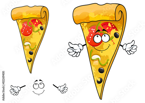 Cute cartoon thin slice of pizza character