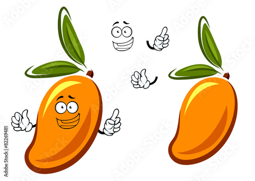 Sweet orange mango fruit cartoon character
