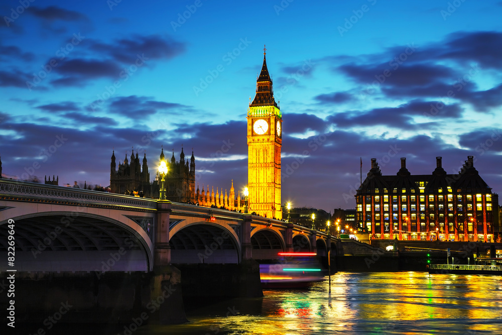 London with the Clock Tower and Houses of Parliament