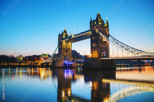 Tower bridge in London  Great Britain at sunrise