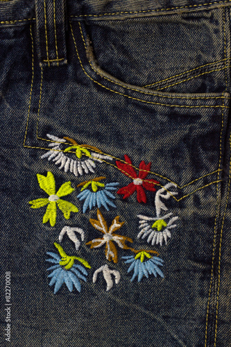 Embroidery on denim