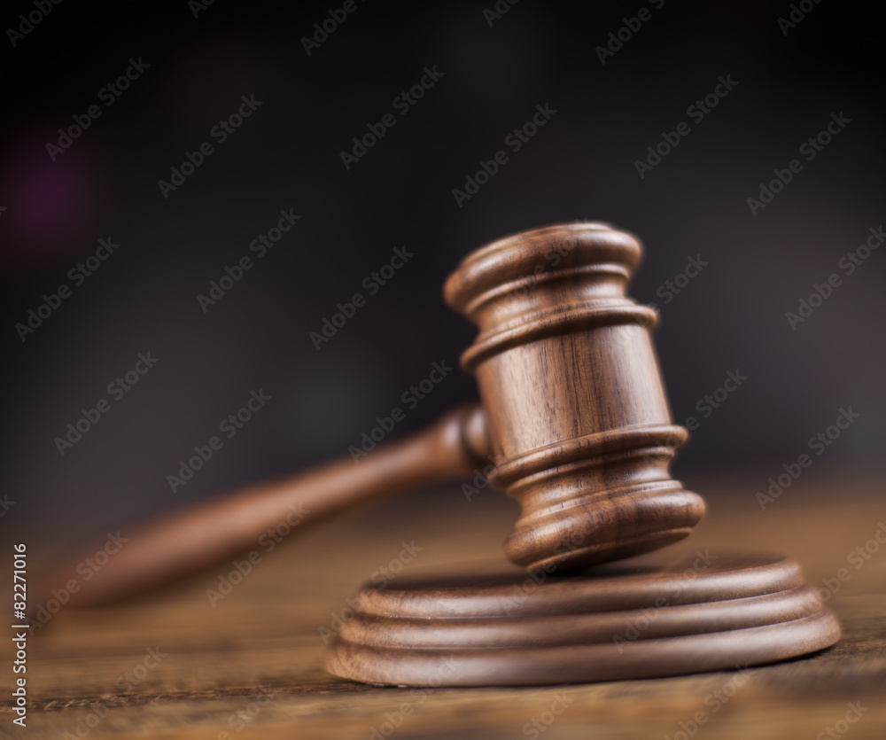 Law theme, mallet of judge, wooden gavel Law theme, mallet of judge, wooden gavel