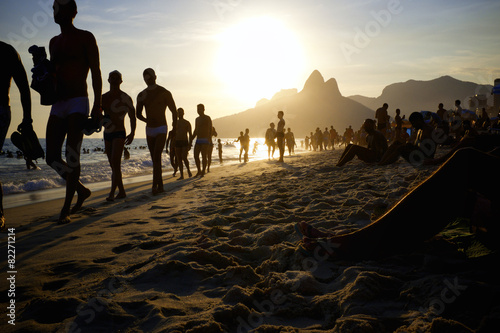 Ipanema Beach Rio de Janeiro Brazil Sunset Silhouettes