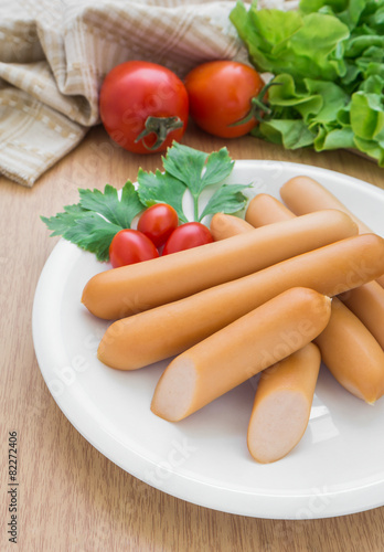 Heap of sausages on plate