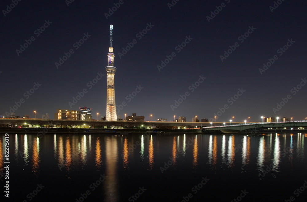 Tokyo city view with Tokyo sky tree and sumida river 