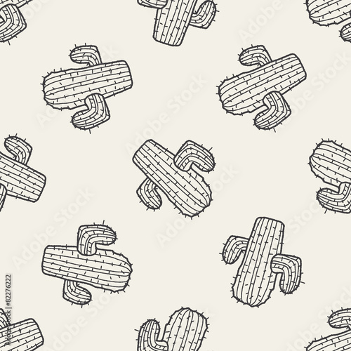 doodle cactus seamless pattern background