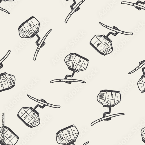 cable car doodle seamless pattern background