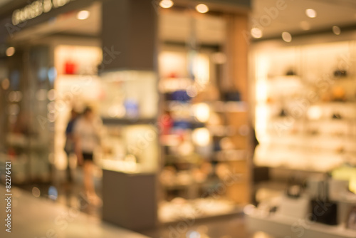 Store of shopping mall blur background with bokeh.