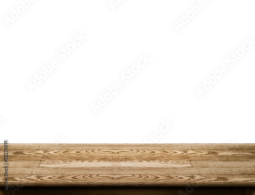 Empty dark wood table top isolate on white background, Leave spa