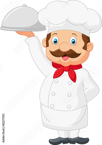 Cartoon Chef cook is service