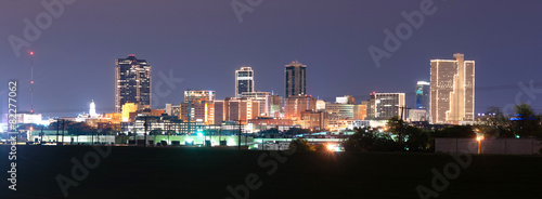 Fotografía Fort Worth Texas Downtown Skyline Trinity River Late Night