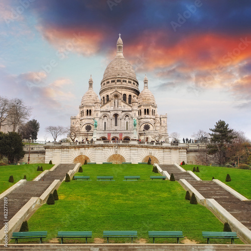 Sacre Heart Basilica of Montmartre in Paris, France